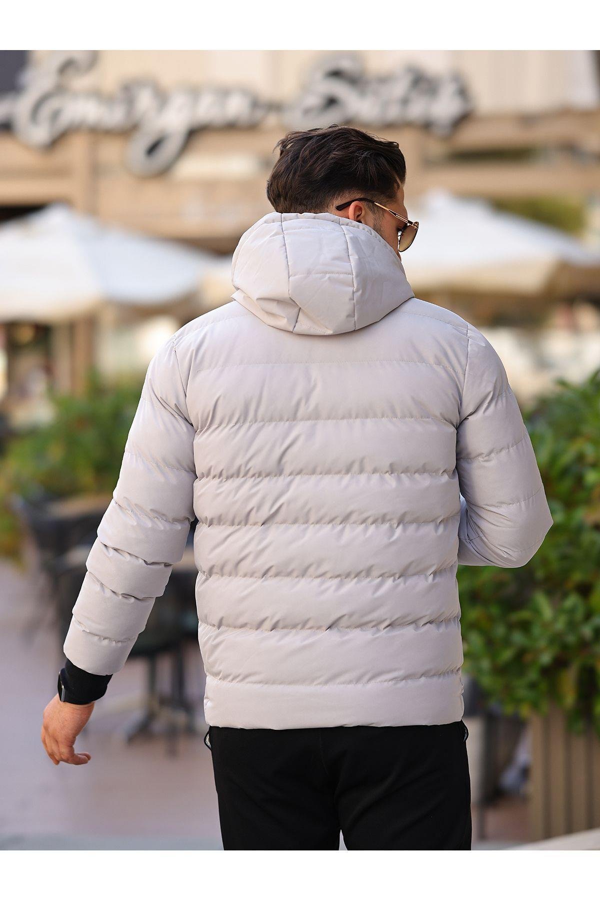 Su Ve Rüzgar Geçirmez Erkek Polarlı Şişme Mont