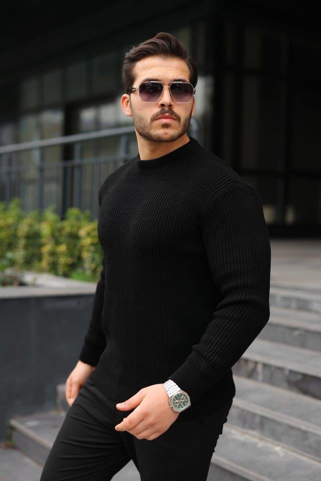 Erkek Bisiklet Yaka Örme Kazak