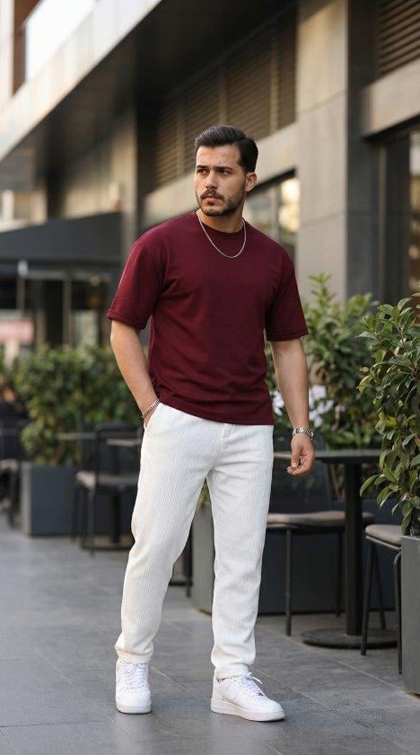 Erkek Duble Kol Basic Tişört