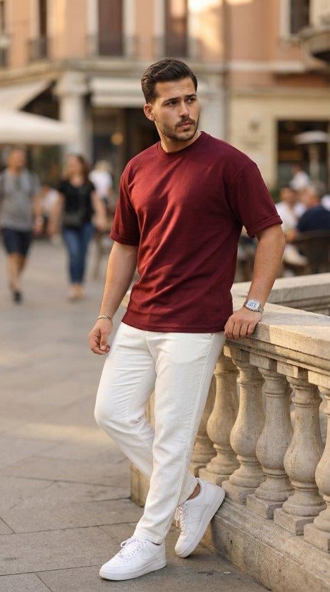 Erkek Duble Kol Basic Tişört