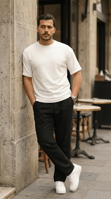 Erkek Duble Kol Basic Tişört