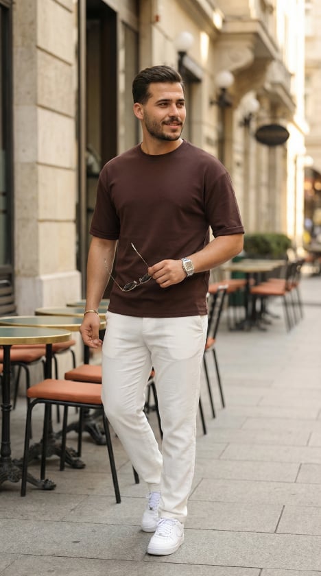 Erkek Duble Kol Basic Tişört