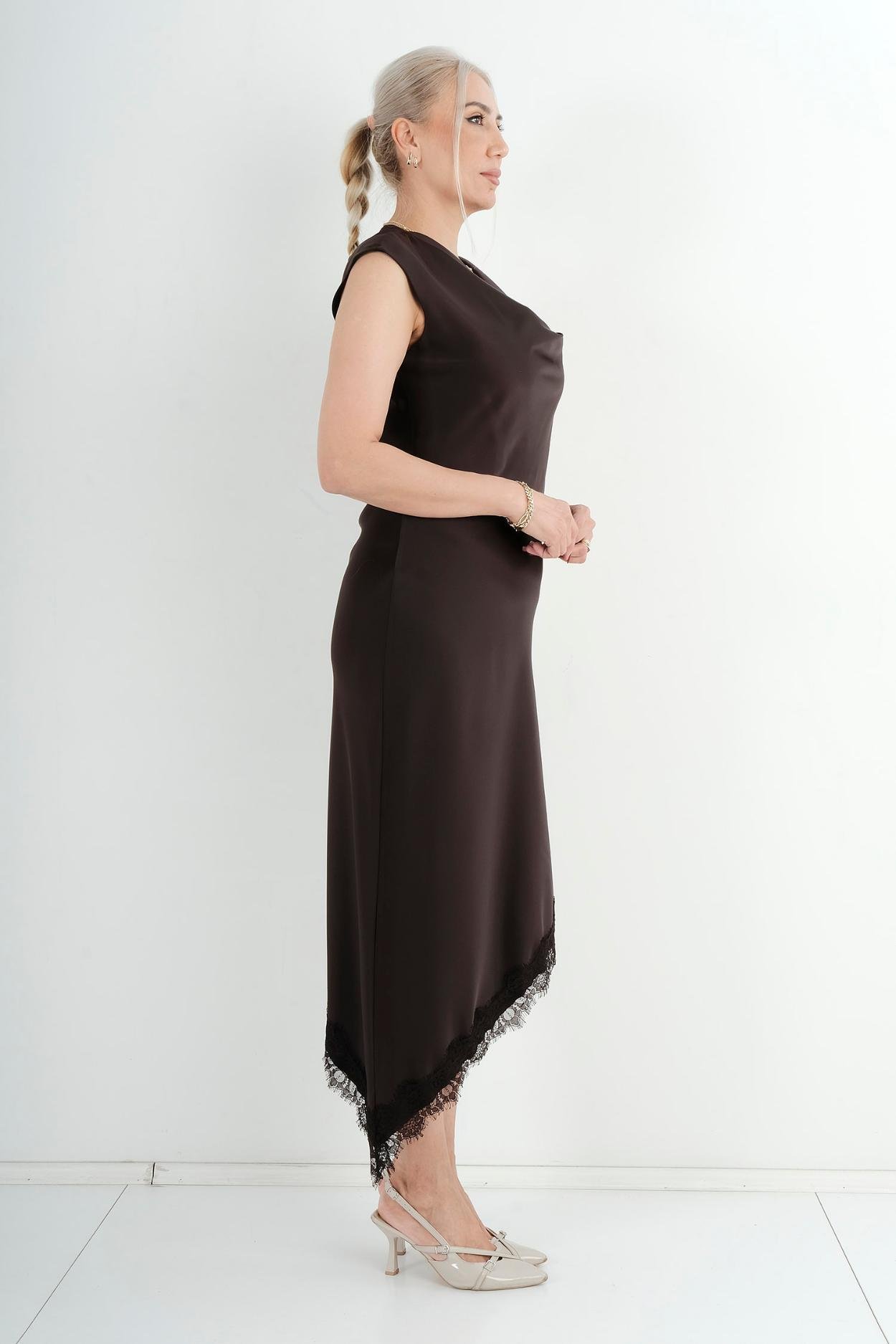 Explosion Günlük Giyim Elbise Kahverengi