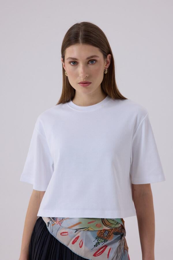 Berthe Crop Boyfriend Beyaz Tshirt
