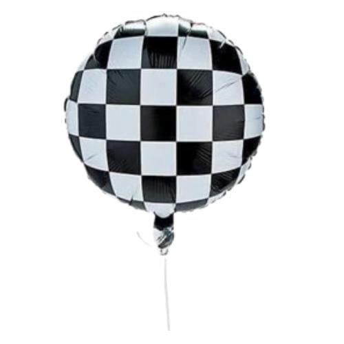 Araba Tema Partisi Dekorasyonu 18 inç Siyah Beyaz Izgara Folyo Balon