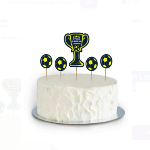 Champion 5 Adet Sarı Lacivert Cupcake Süsü