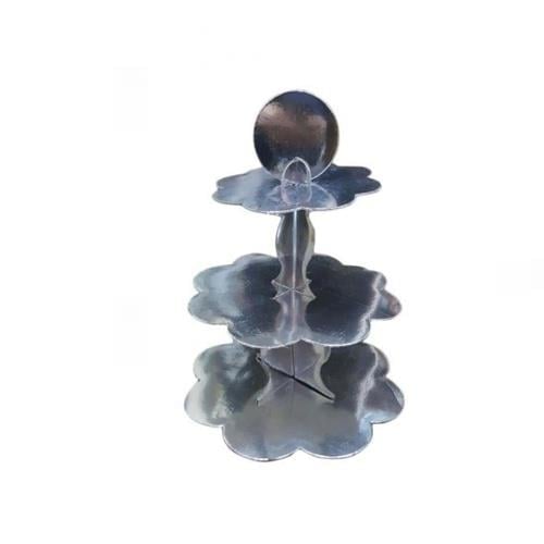 Cupcake Standı Gümüş 3 katlı
