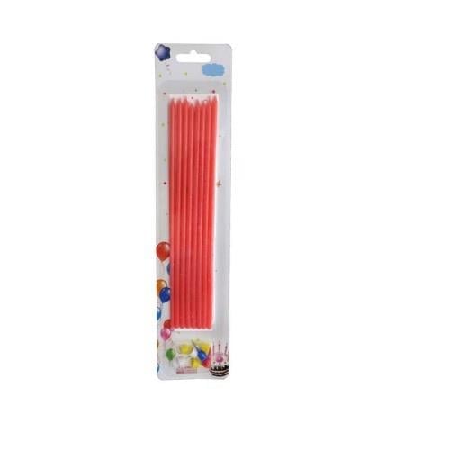 Kırmızı Uzun Pasta Mumu 7 li
