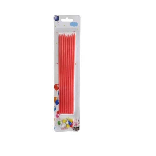 Kırmızı Uzun Pasta Mumu 7 li