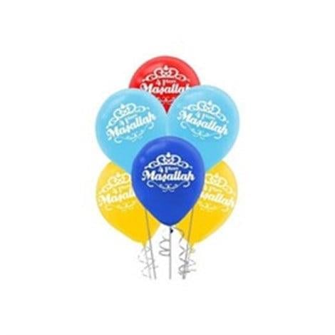 Maşallah Baskılı Karışık Renk Balon 10 Adet