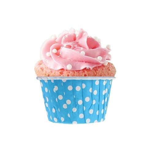 Muffin Kek Kapsülü Mavi Beyaz Puantiyeli 50 li