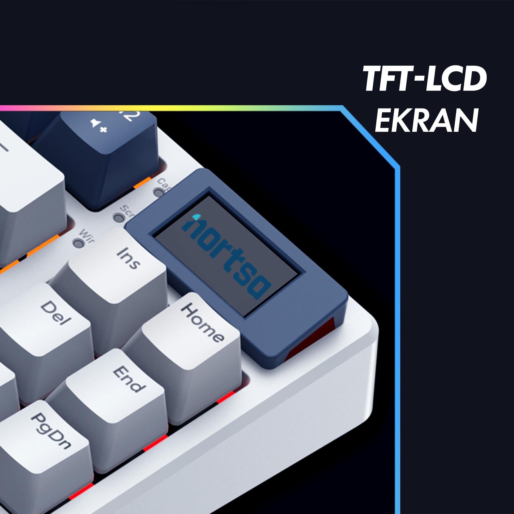 Havit Gamenote Kb884L Rgb Mekanik Türkçe Klavye 1.06inç Tft-lcd Ekran - Red Switch