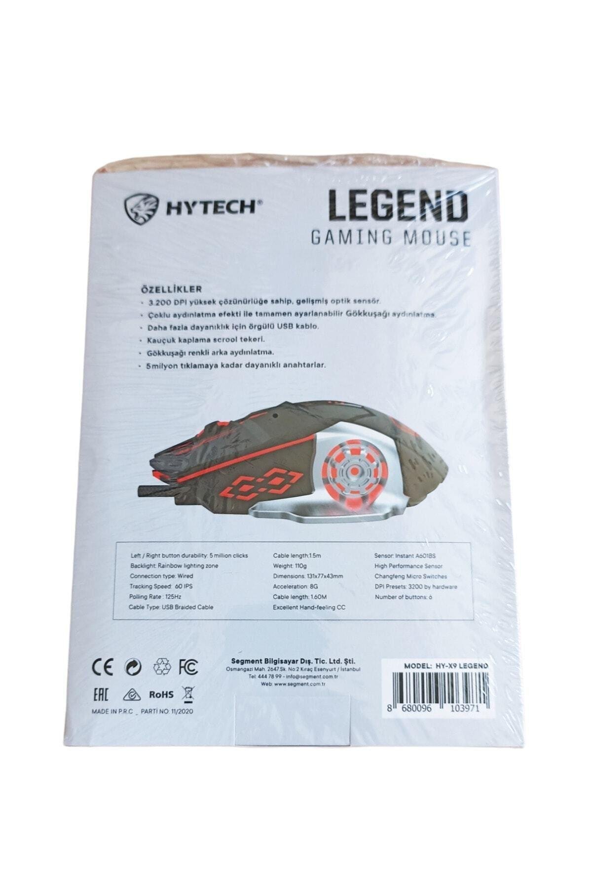 Hy-x9 Legend Oyuncu Mouse Rgb Led Işıklı 3600 Dpı 6 Button (1,5MT ÖRGÜLÜ KABLO)