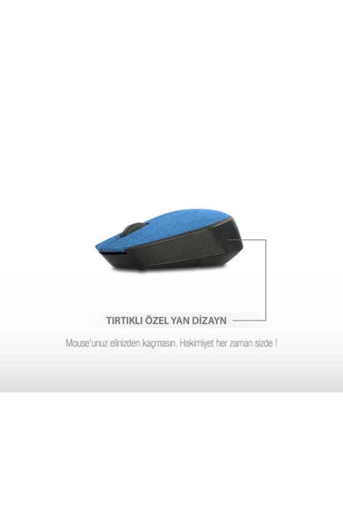 Km-218 2.4ghz Kablosuz Usb Mouse Mavi Kumaş Yüzey Nano Alıcılı Scroll Tuşlu