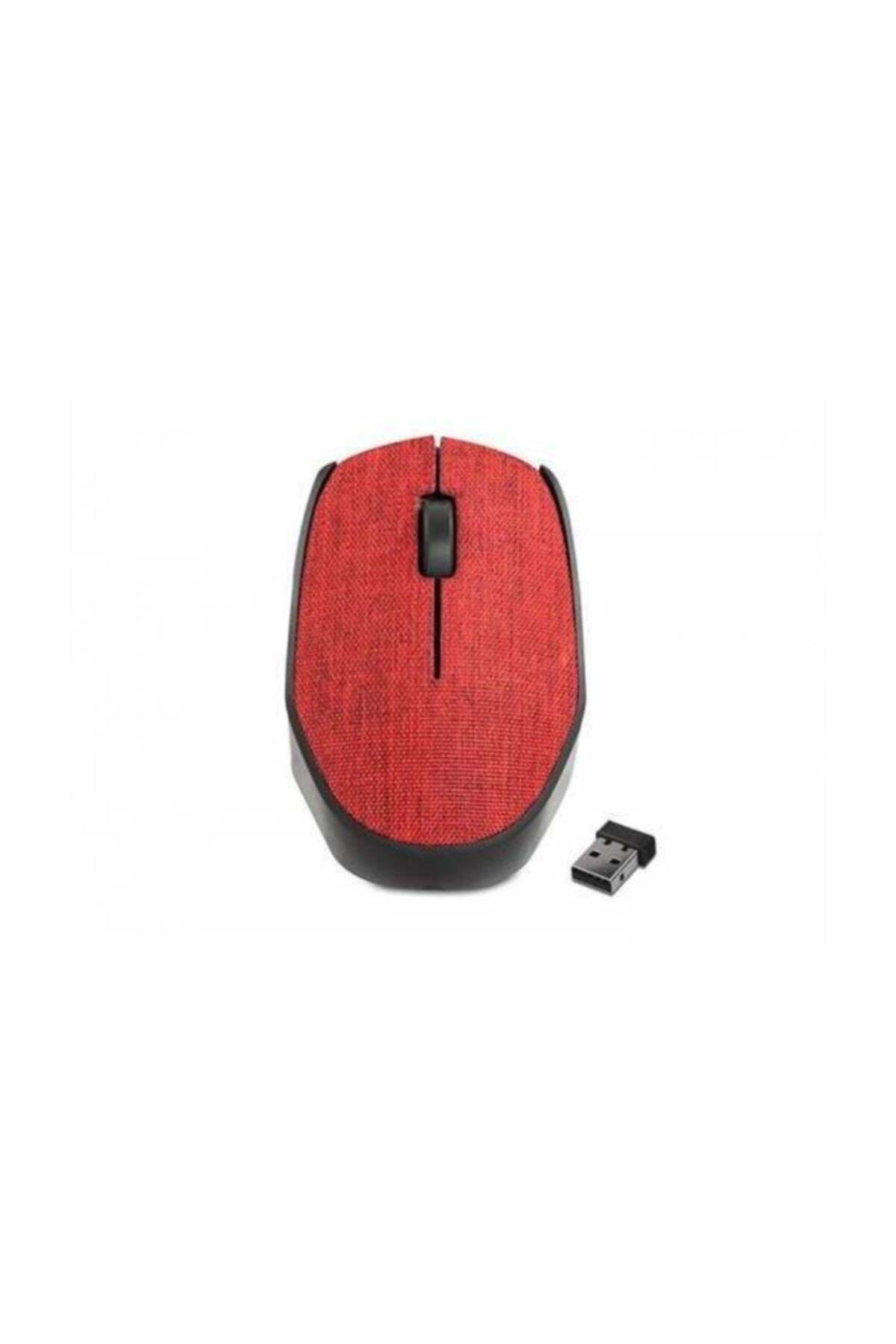 Km-218 2.4ghz Kablosuz Usb Mouse Kırmızı Kumaş Yüzey Nano Alıcılı Scroll Tuşlu