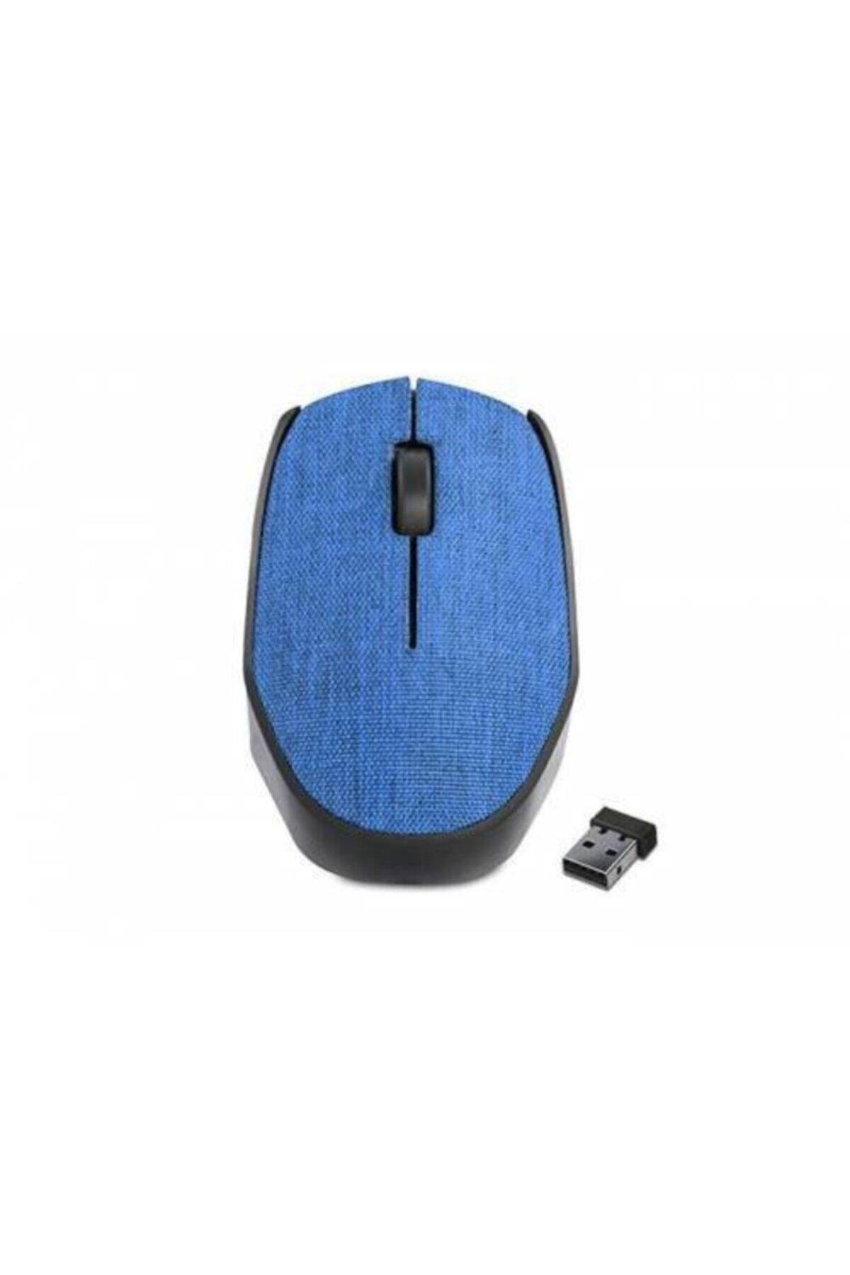 Km-218 2.4ghz Kablosuz Usb Mouse Mavi Kumaş Yüzey Nano Alıcılı Scroll Tuşlu