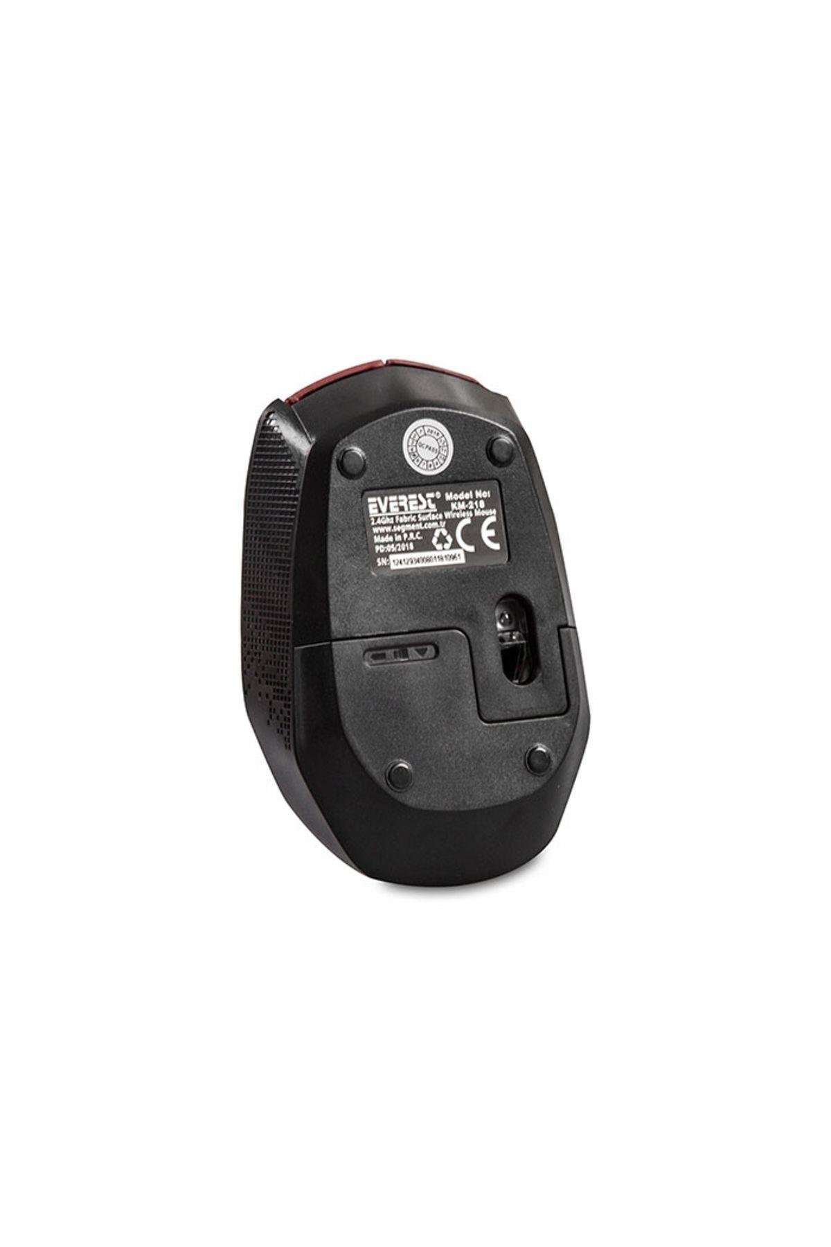 Km-218 2.4ghz Kablosuz Usb Mouse Kırmızı Kumaş Yüzey Nano Alıcılı Scroll Tuşlu