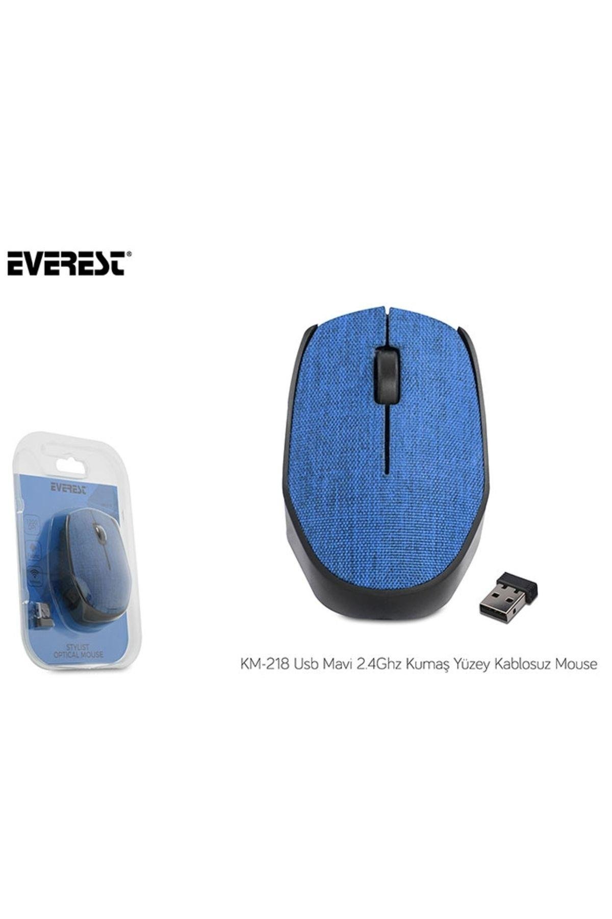 Mouse Kablosuz Kumaş Yüzey Km-218 Mavi