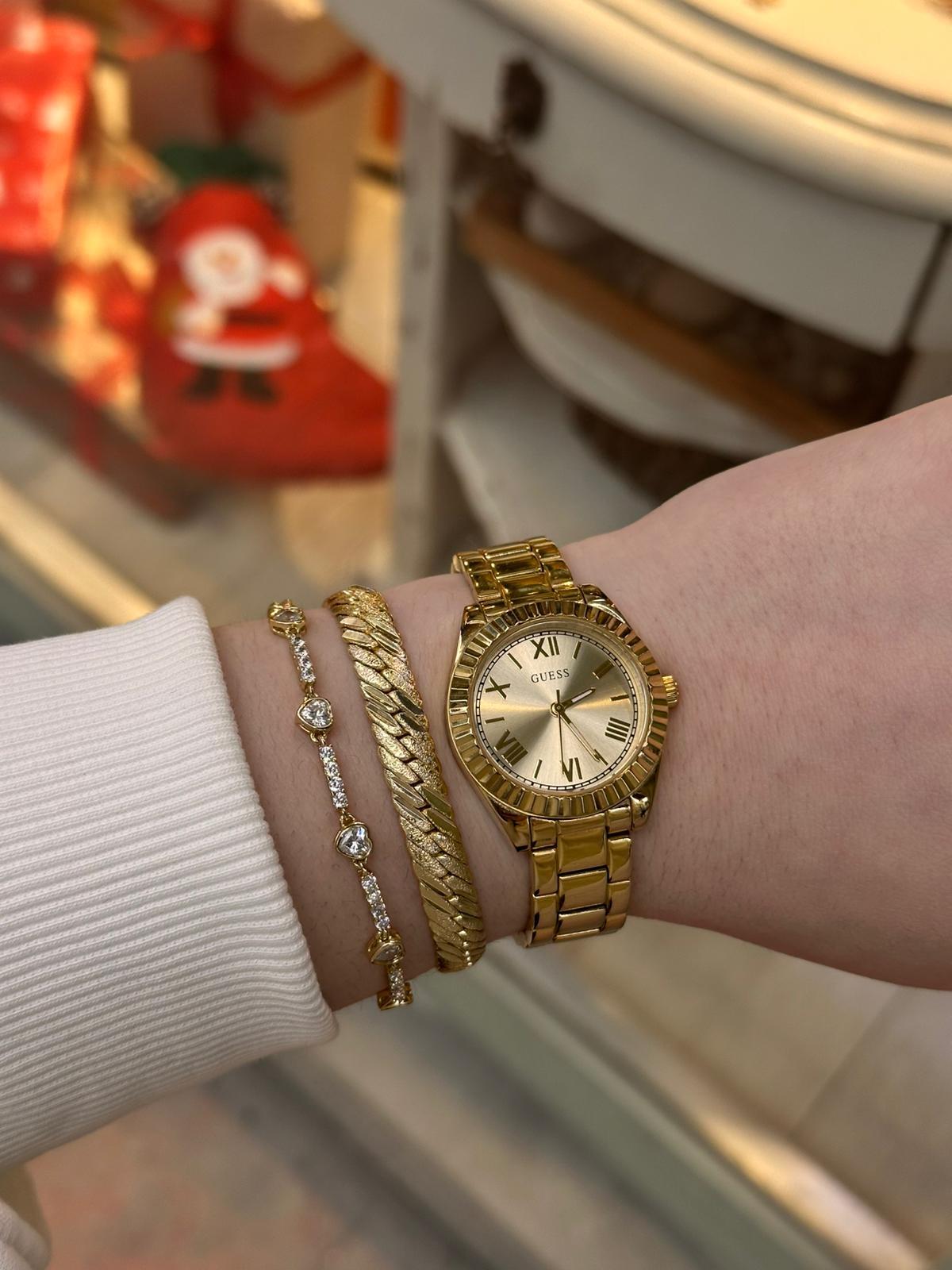 Xp Mini Kalpli Taşlı Gold Bileklik