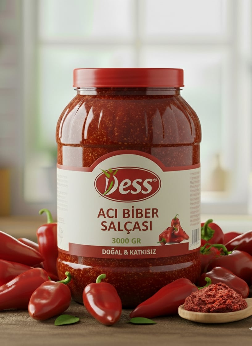 Acı Biber Salçası 3000 gr Pet Kavanoz 