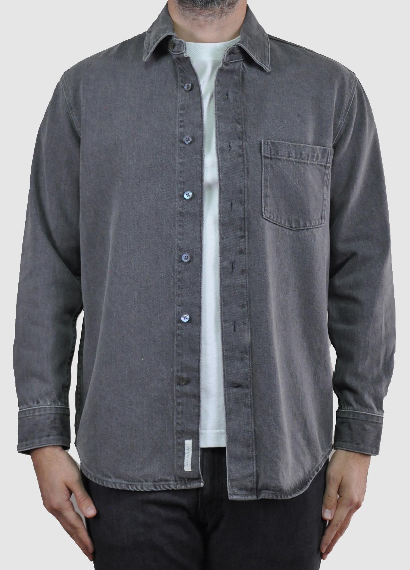 Arket Erkek Oversize Düğmeli Kot Cepli Gömlek U007807 GRI