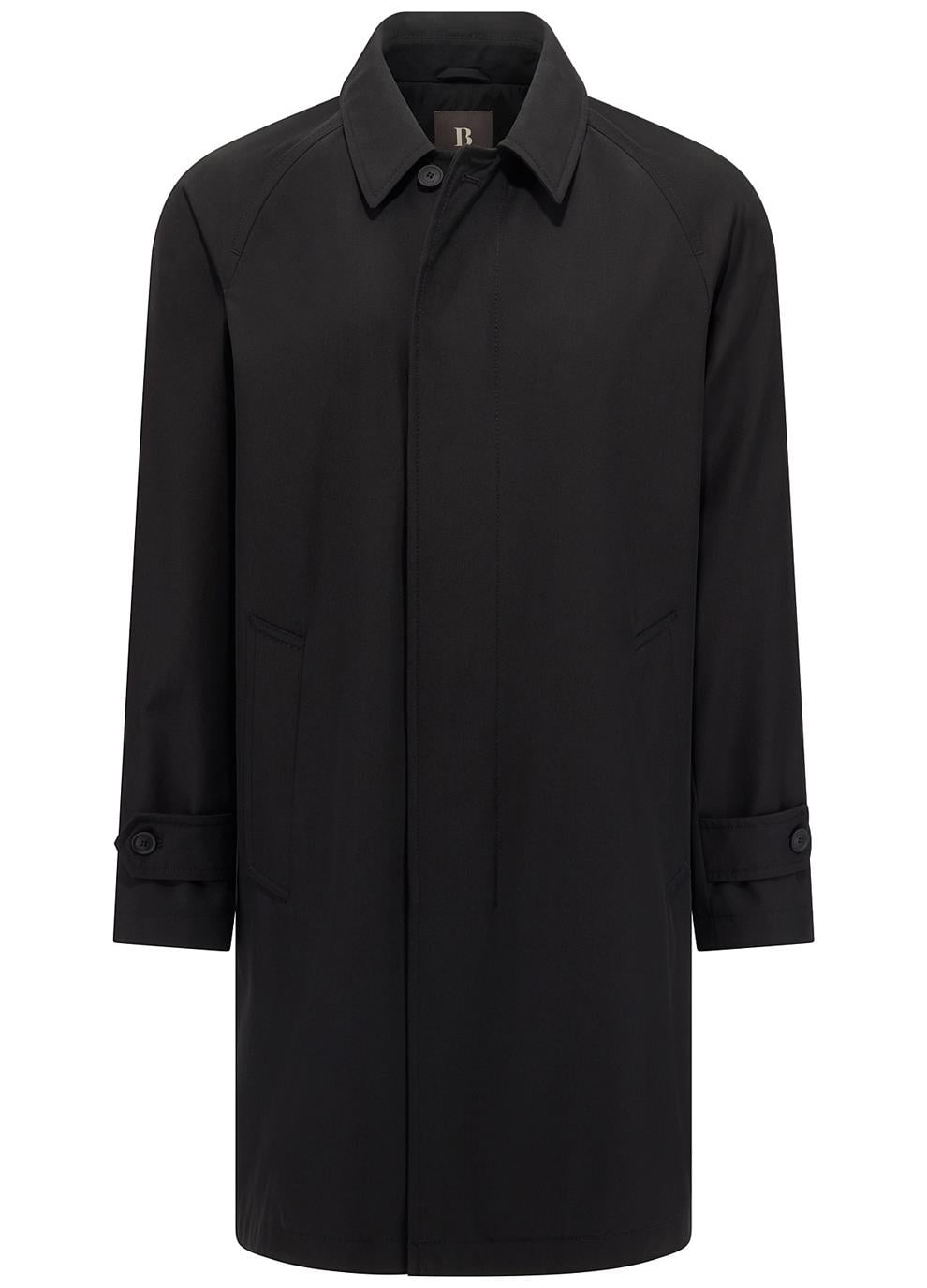 B.Milano Erkek Düğmeli Cepli Klasik Yaka Oversize %100 Yün Trençkot U007912 SIYAH