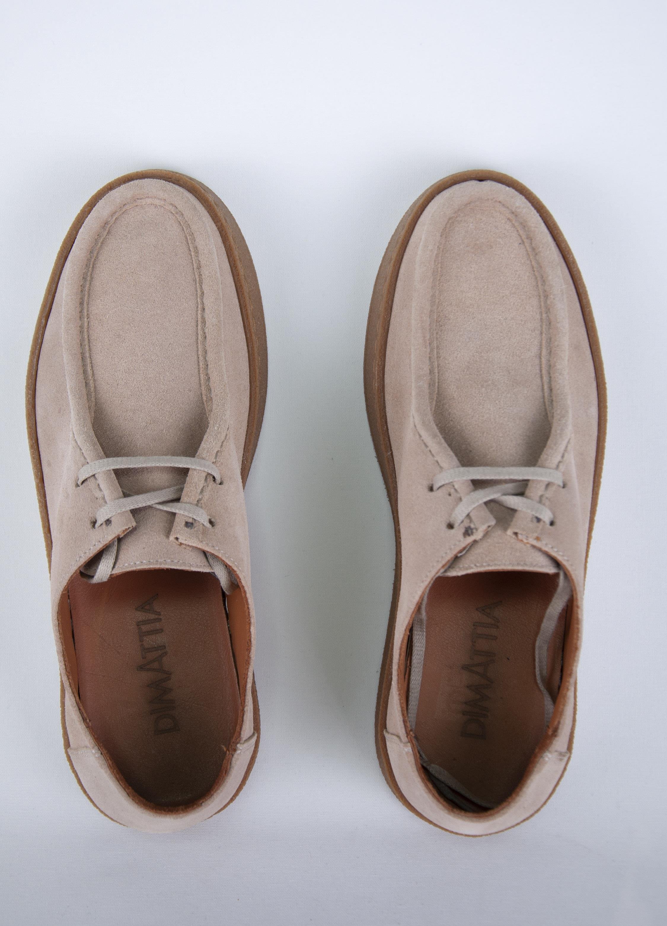 Dimattia Erkek Nubuk Deri Bağcıklı Loafer U008037 KREM