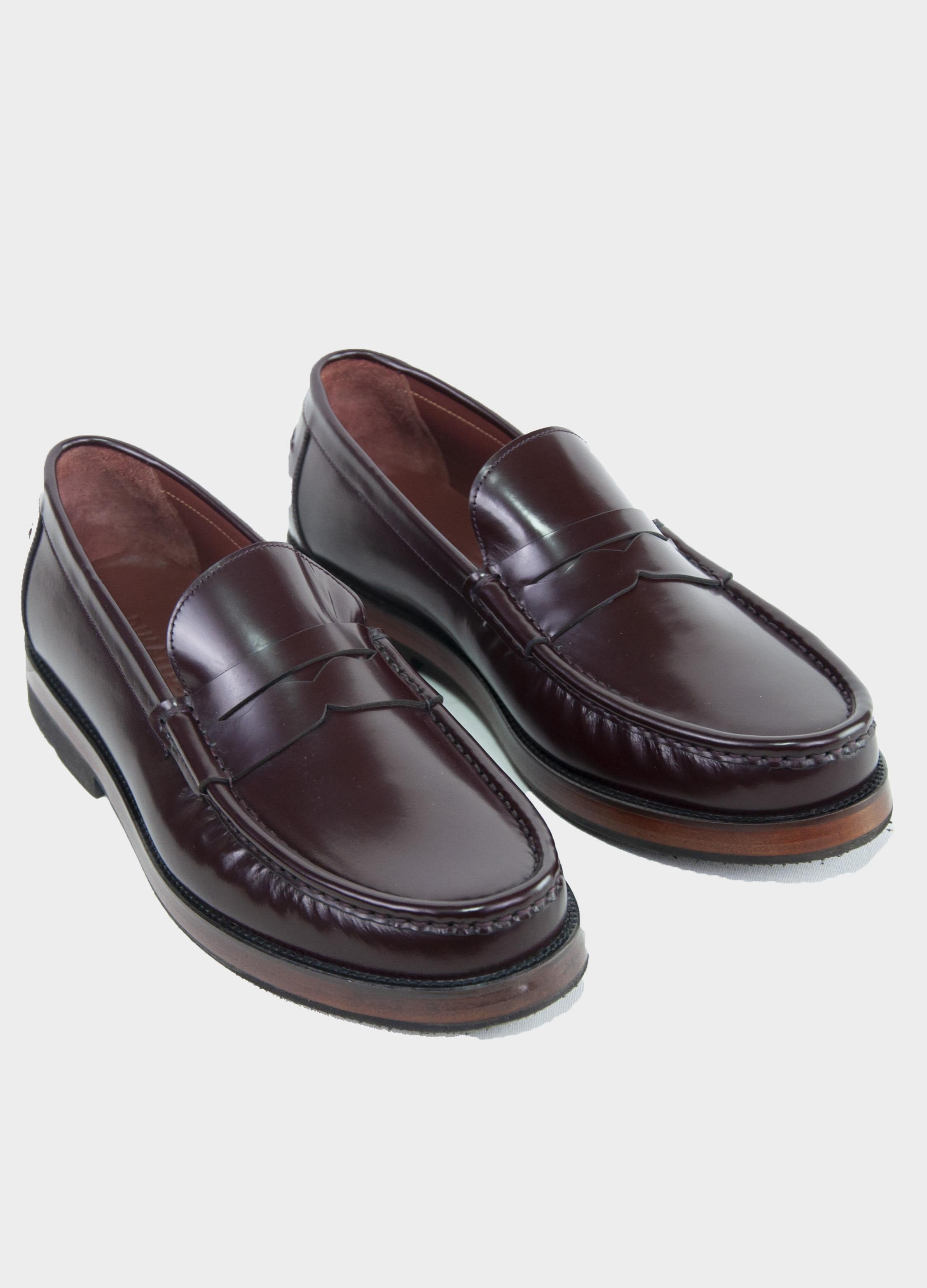 Dimattia Erkek Penny Loafer Deri Ayakkabı U008238 BORDO