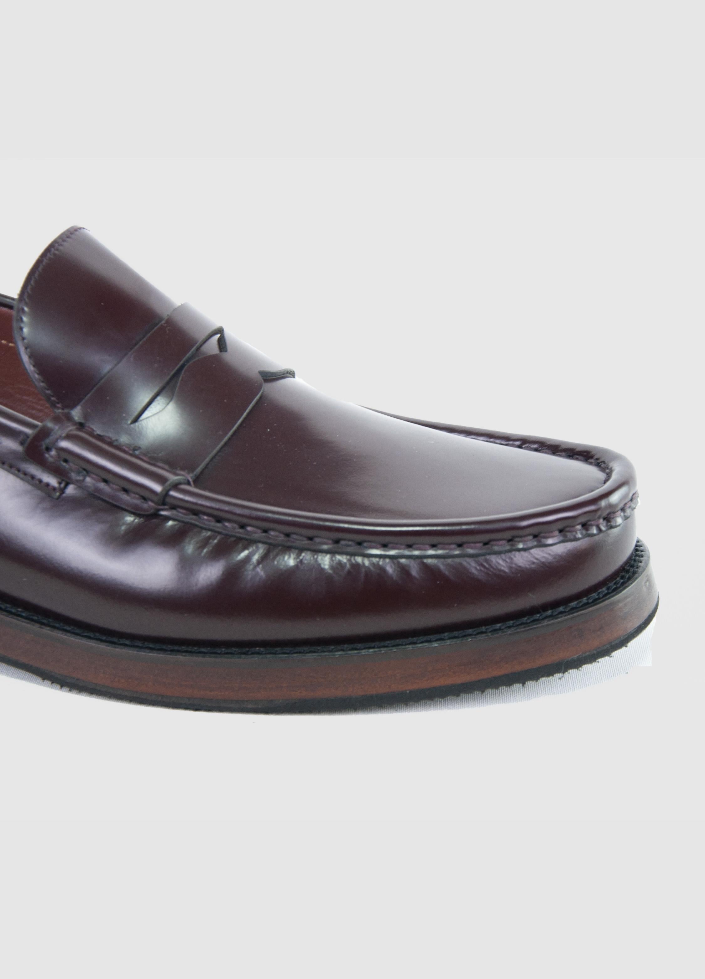 Dimattia Erkek Penny Loafer Deri Ayakkabı U008238 BORDO