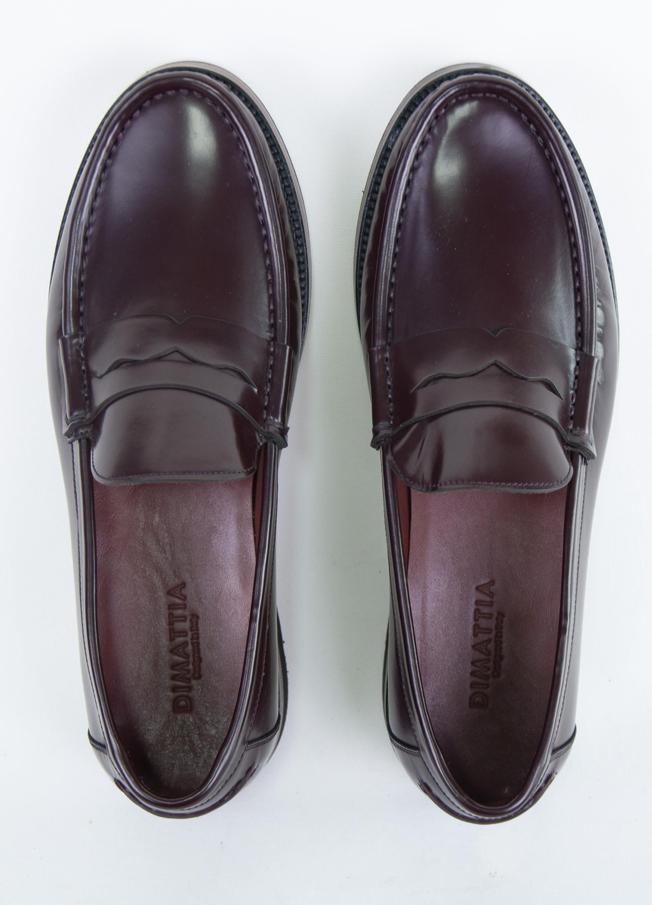 Dimattia Erkek Penny Loafer Deri Ayakkabı U008238 BORDO