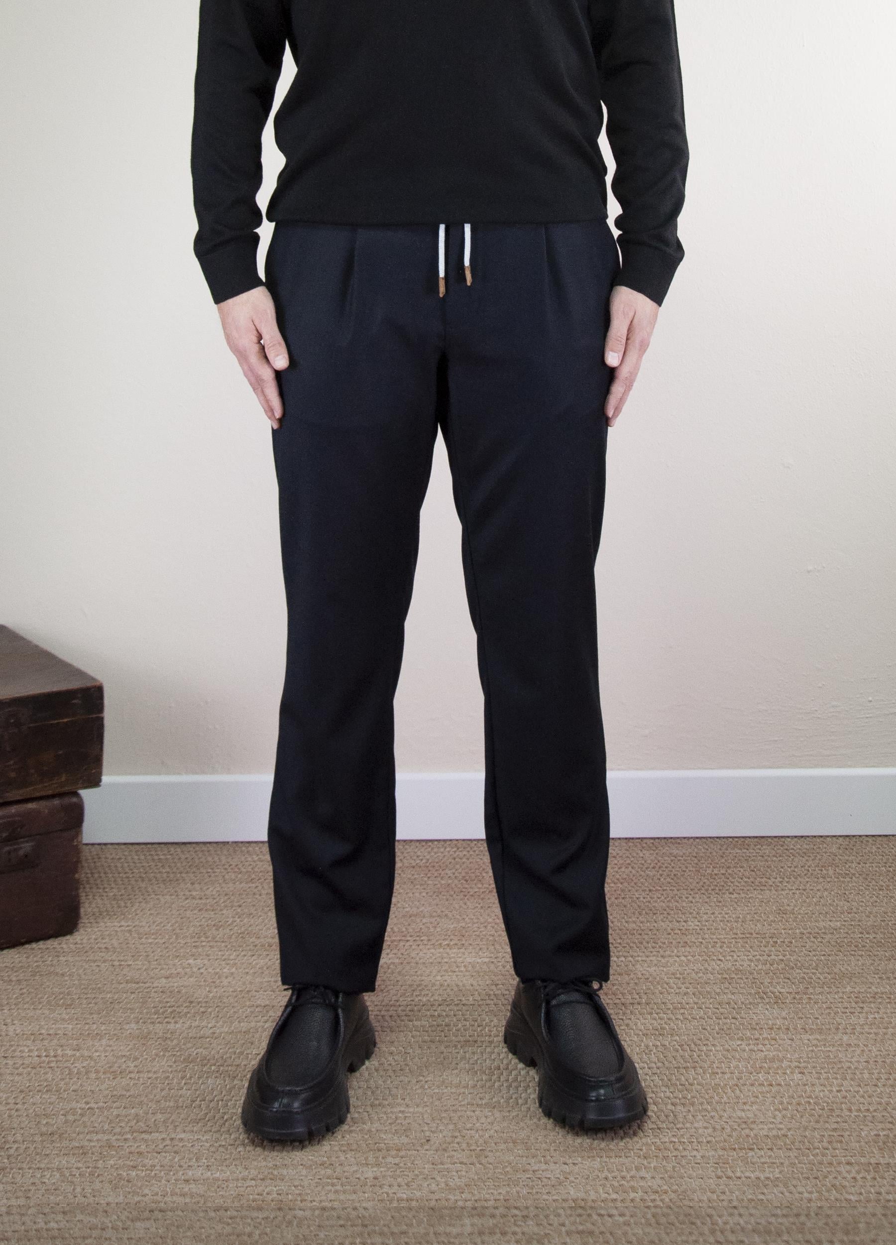 Gabbiacci Erkek İpli %100 Yün Jogger Pantolon U008220 SIYAH