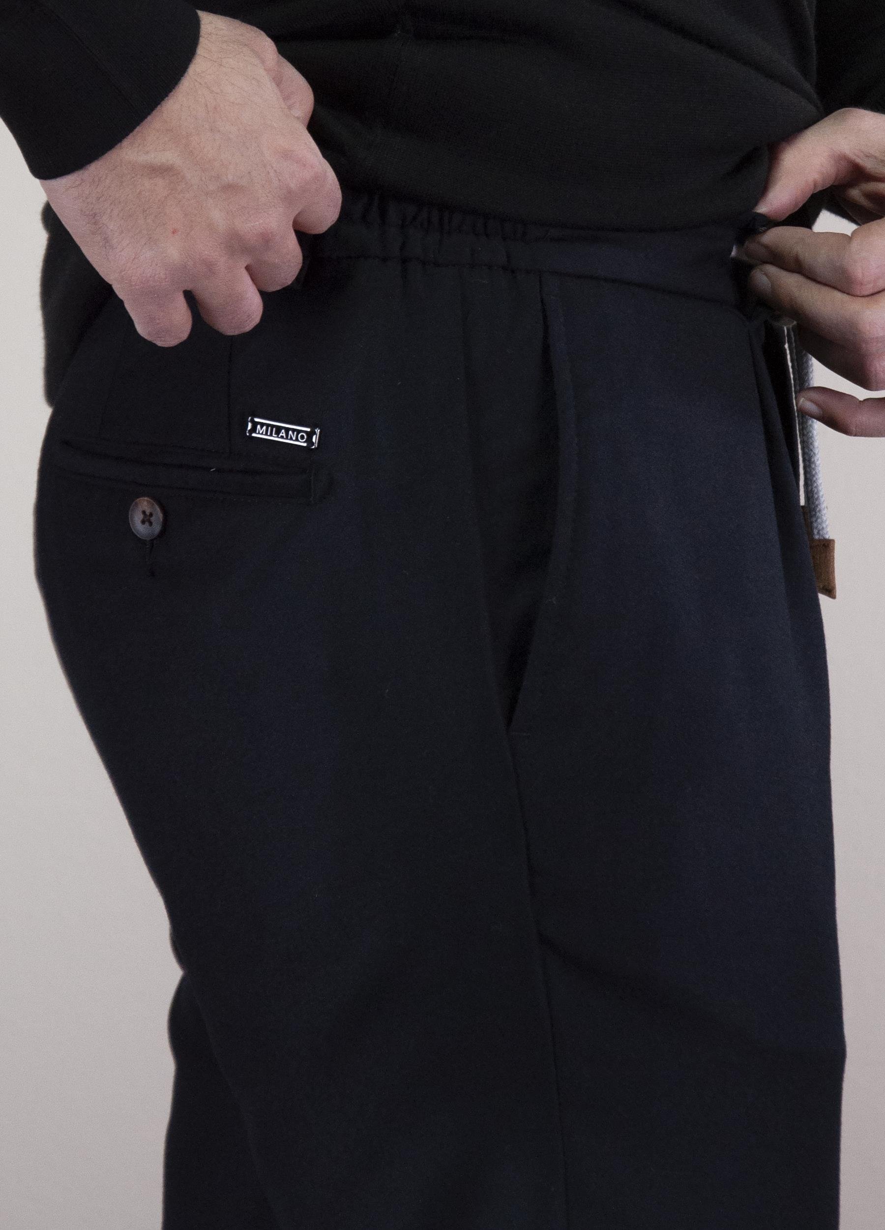 Gabbiacci Erkek İpli %100 Yün Jogger Pantolon U008220 SIYAH