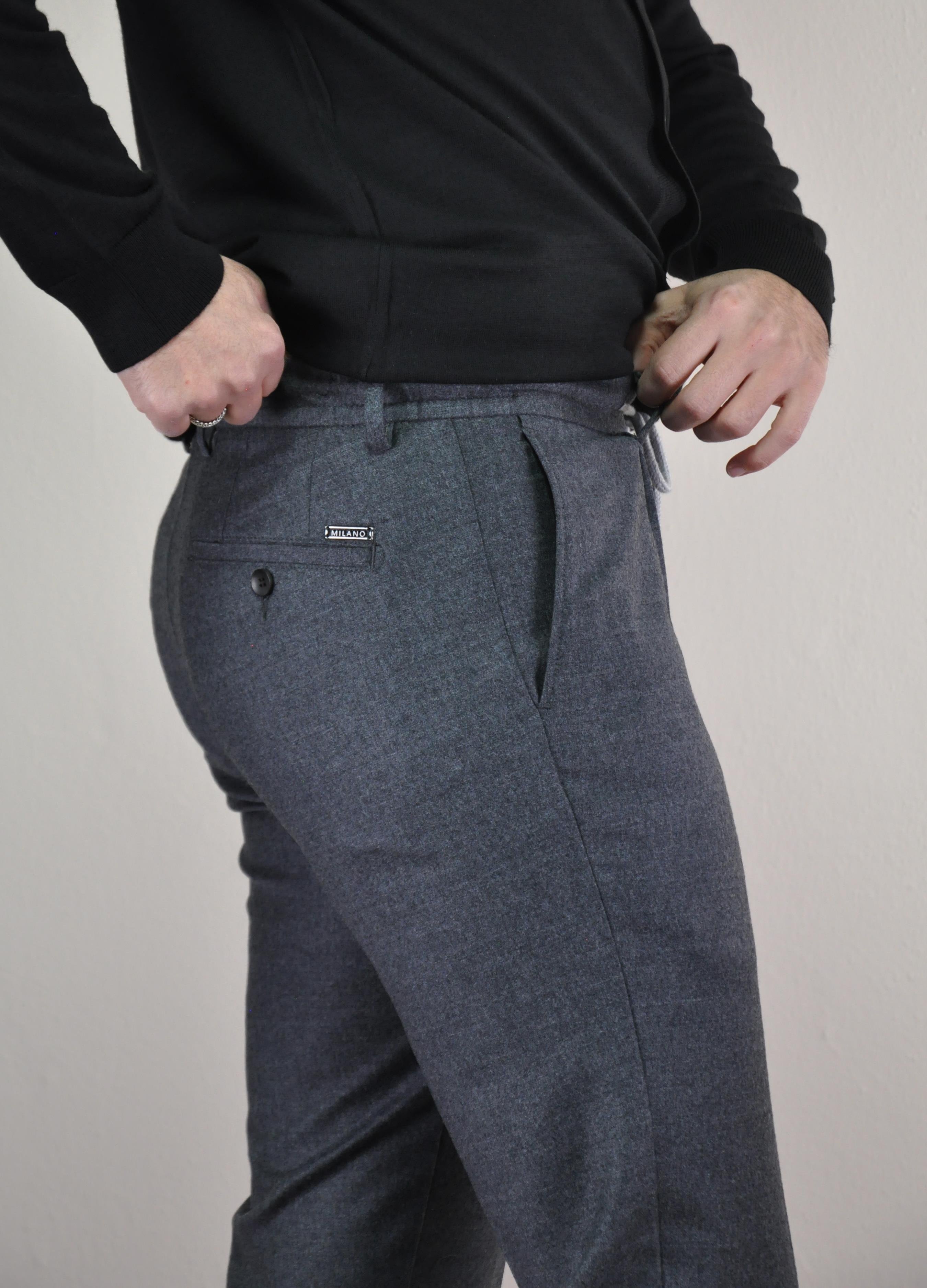 Gabbiacci Erkek İpli %100 Yün Jogger Pantolon U008220 FUME