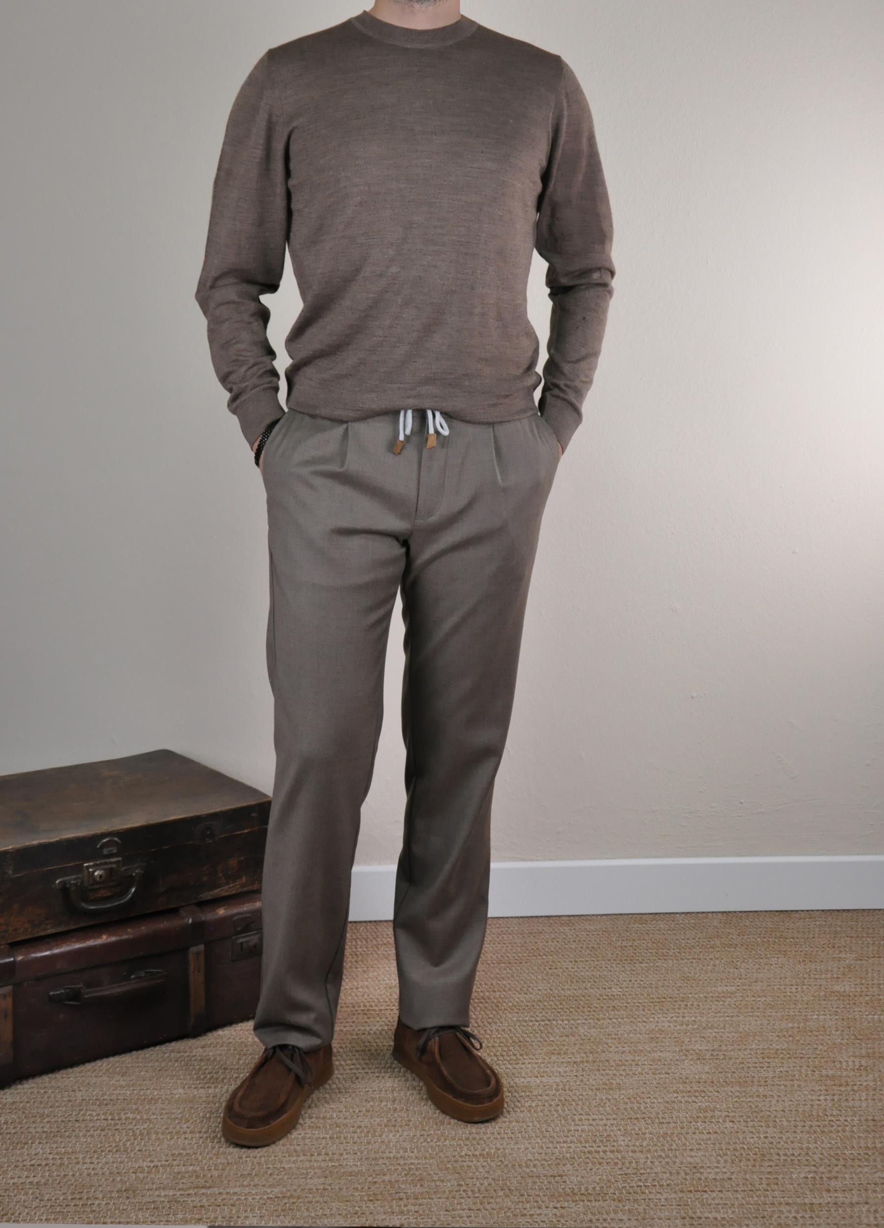 Gabbiacci Erkek İpli %100 Yün Jogger Pantolon U008220 KREM
