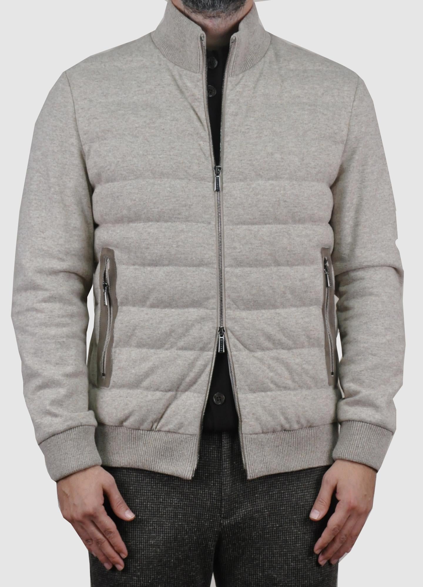 Gabbiacci Made in Italy Erkek Fermuarlı Dik Yaka %100 Yün Mont U008197 KREM
