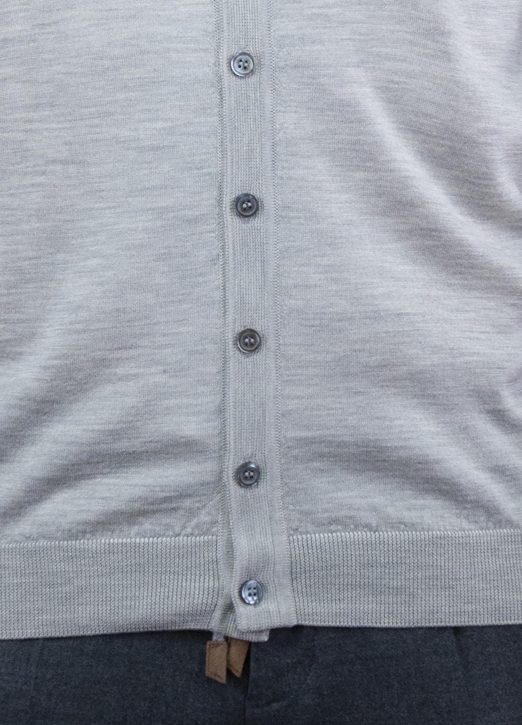 Gabbiacci Made in Italy Erkek Polo Yaka Düğmeli Yün İpek Triko Hırka U008229 GRI