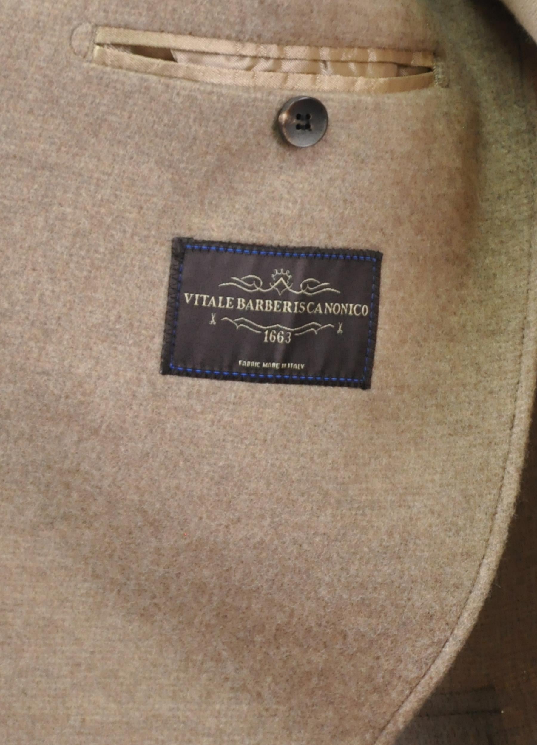Gabbiacci Made in Italy Vitale Barberis Erkek Düğmeli Cepli %100 Yün Kaban U008198 BEJ