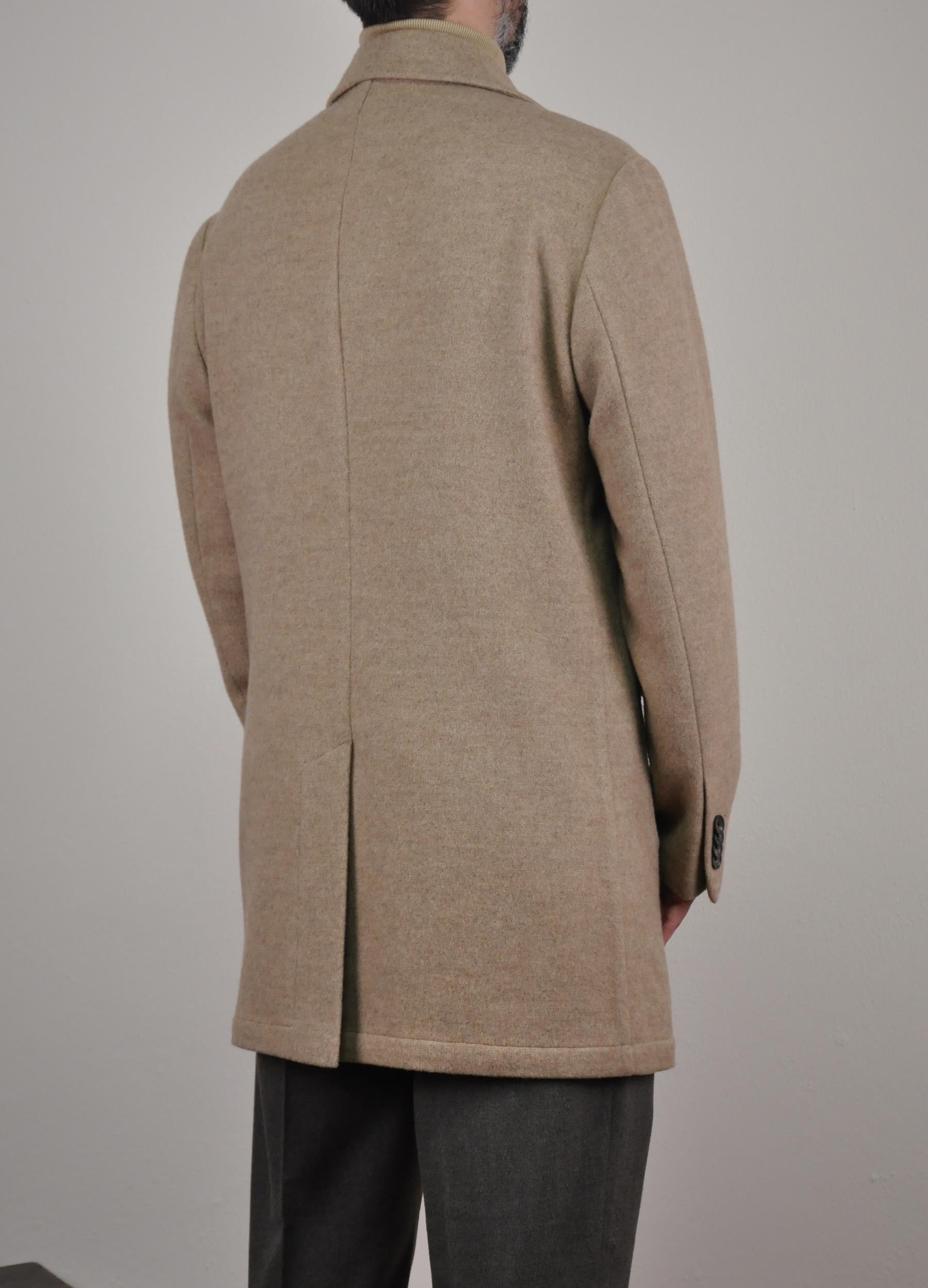 Gabbiacci Made in Italy Vitale Barberis Erkek Düğmeli Cepli %100 Yün Kaban U008198 BEJ