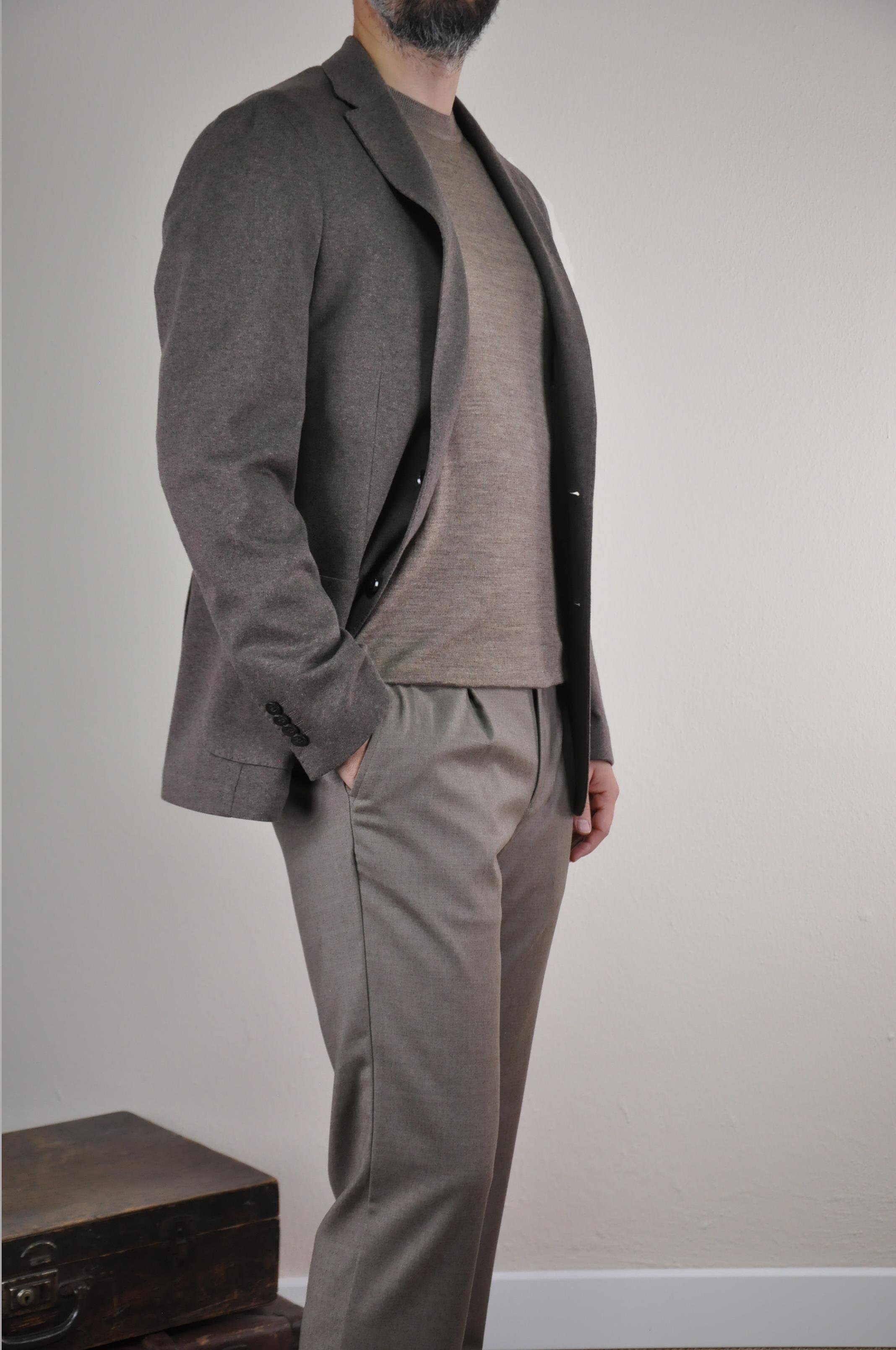 Gabbiacci Made in Italy Vitale Barberis Erkek Düğmeli Cepli Kırlangıç Yaka Yün Ceket U008217 KAHVE