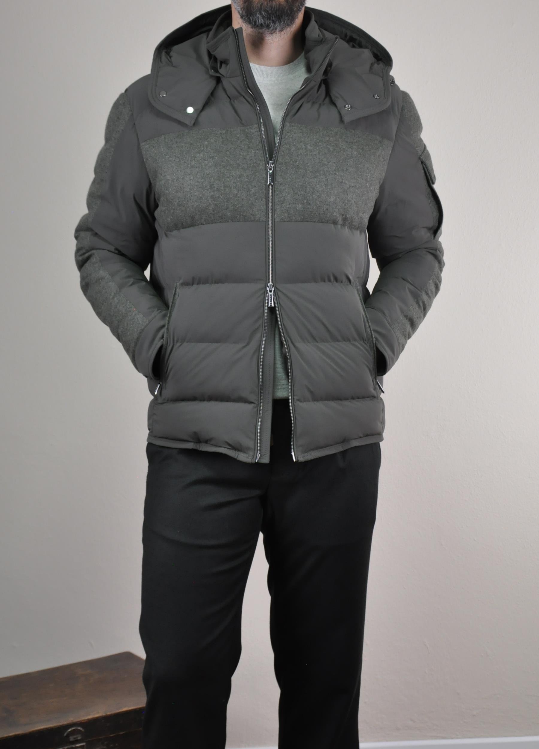 Gabbiacci Milano Erkek Kapüşonlu Vitale Barberis Canonico Yün Mont U008199 HAKI