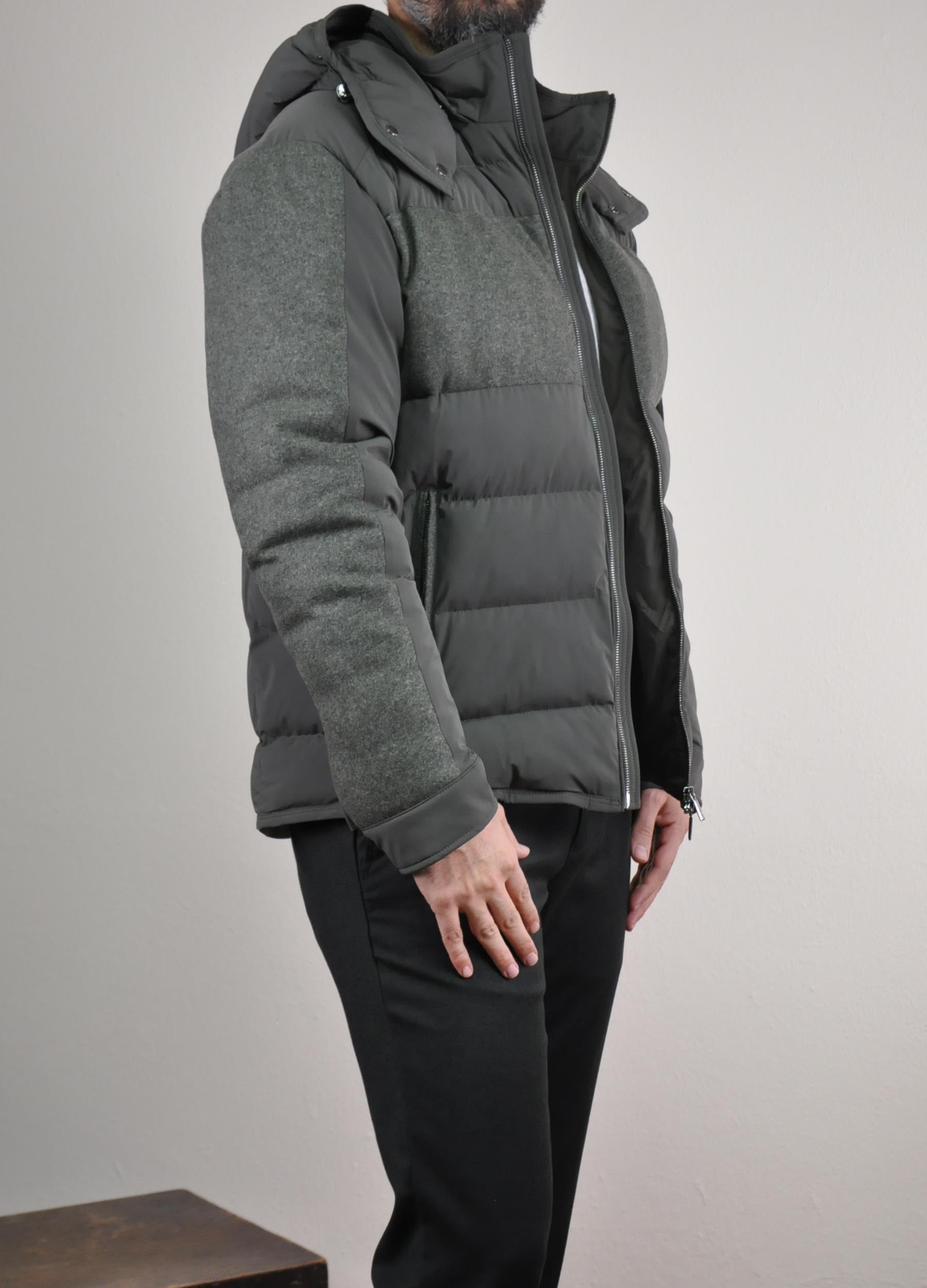 Gabbiacci Milano Erkek Kapüşonlu Vitale Barberis Canonico Yün Mont U008199 HAKI