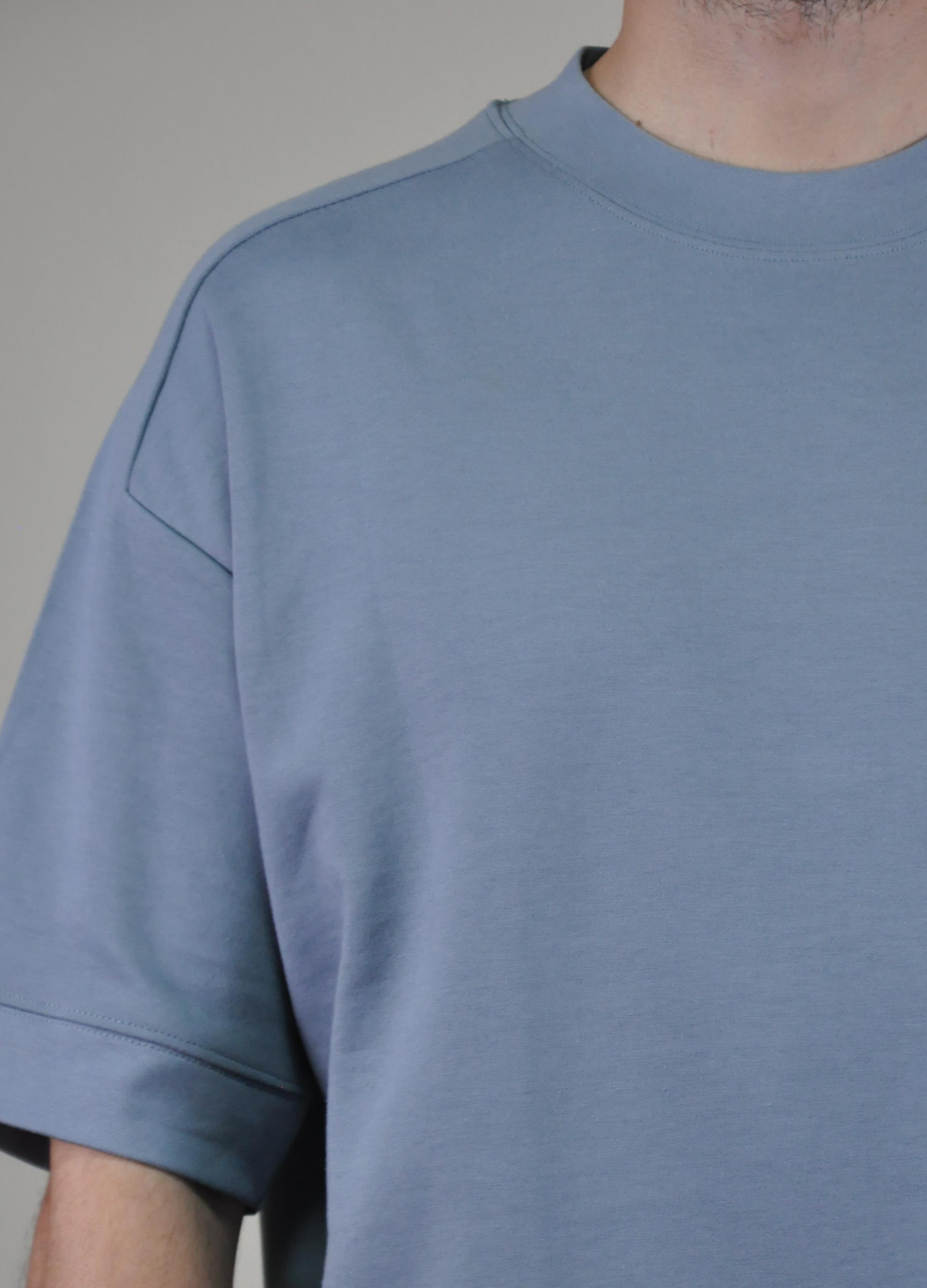 Gızzıt Italy Erkek Oversize Bisiklet Yaka Tişört U008028 MAVI
