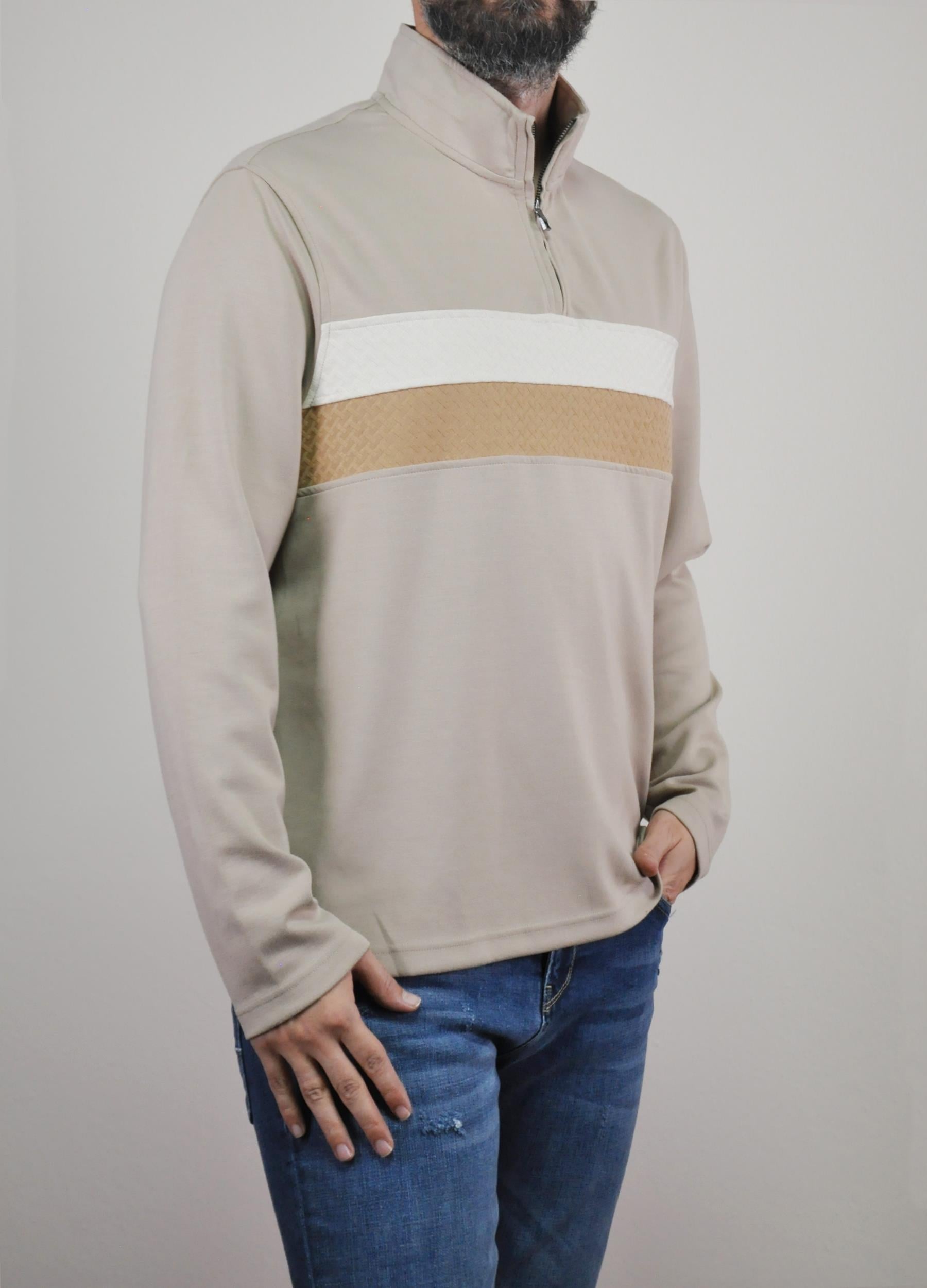 Td Bkr Erkek Fermuarlı Dik Yaka Soft Touch Sweatshirt U007864 RENKLI