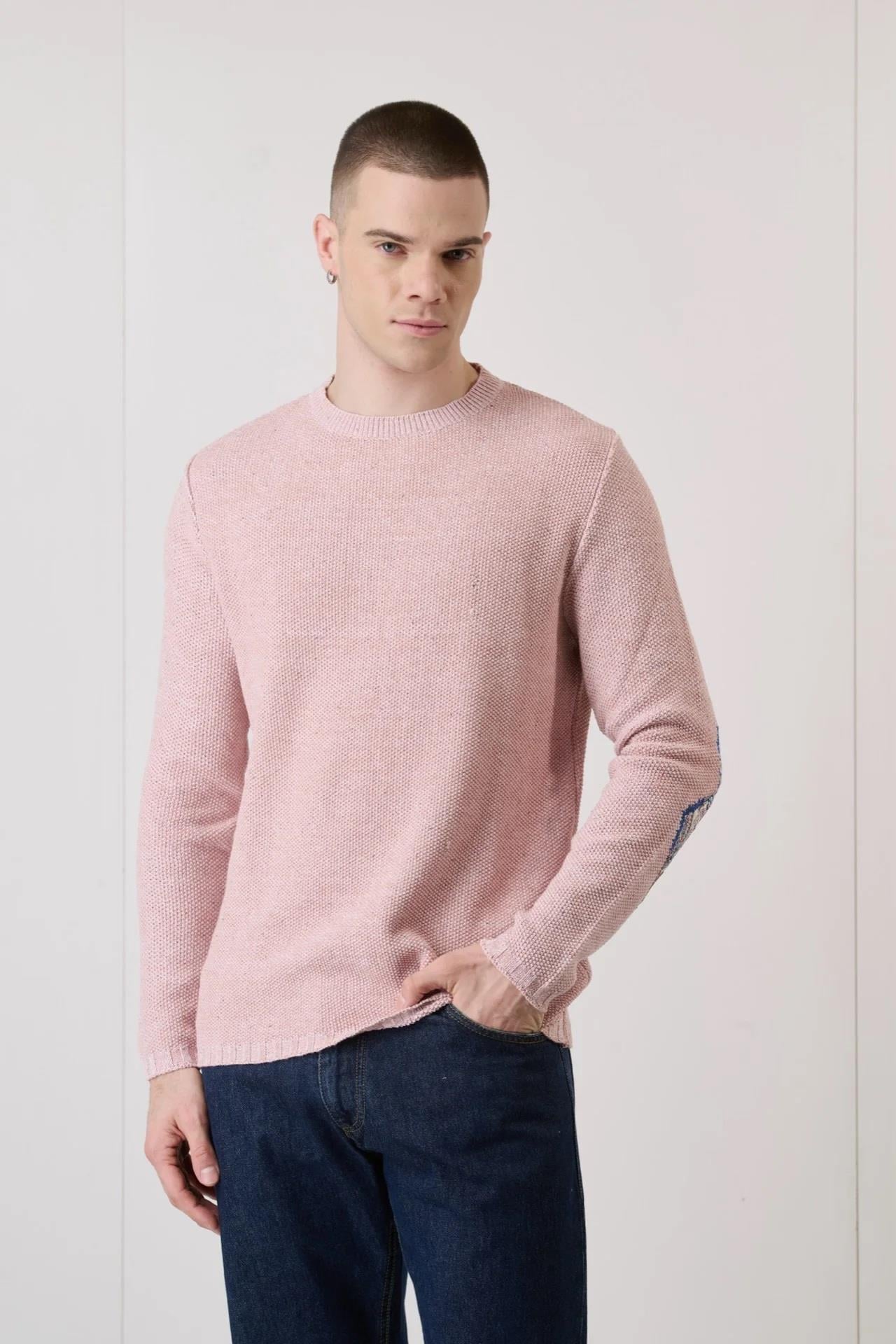 V2 Brand Made in Italy Erkek Bisiklet Yaka Kazak U007938 PEMBE