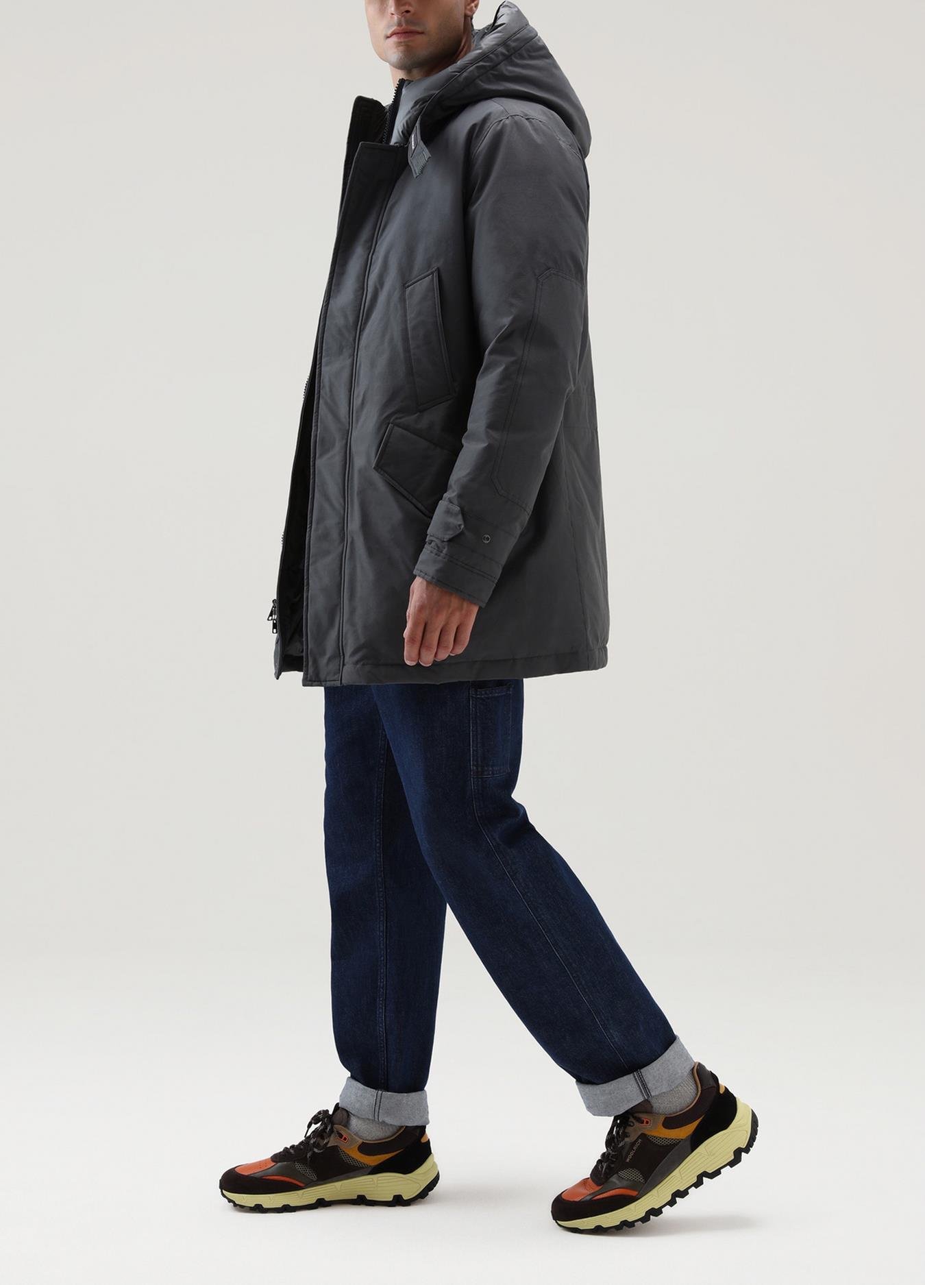 Woolrich Erkek Kaz Tüyü Kapüşonlu Mont PO019828 U006344 GRI