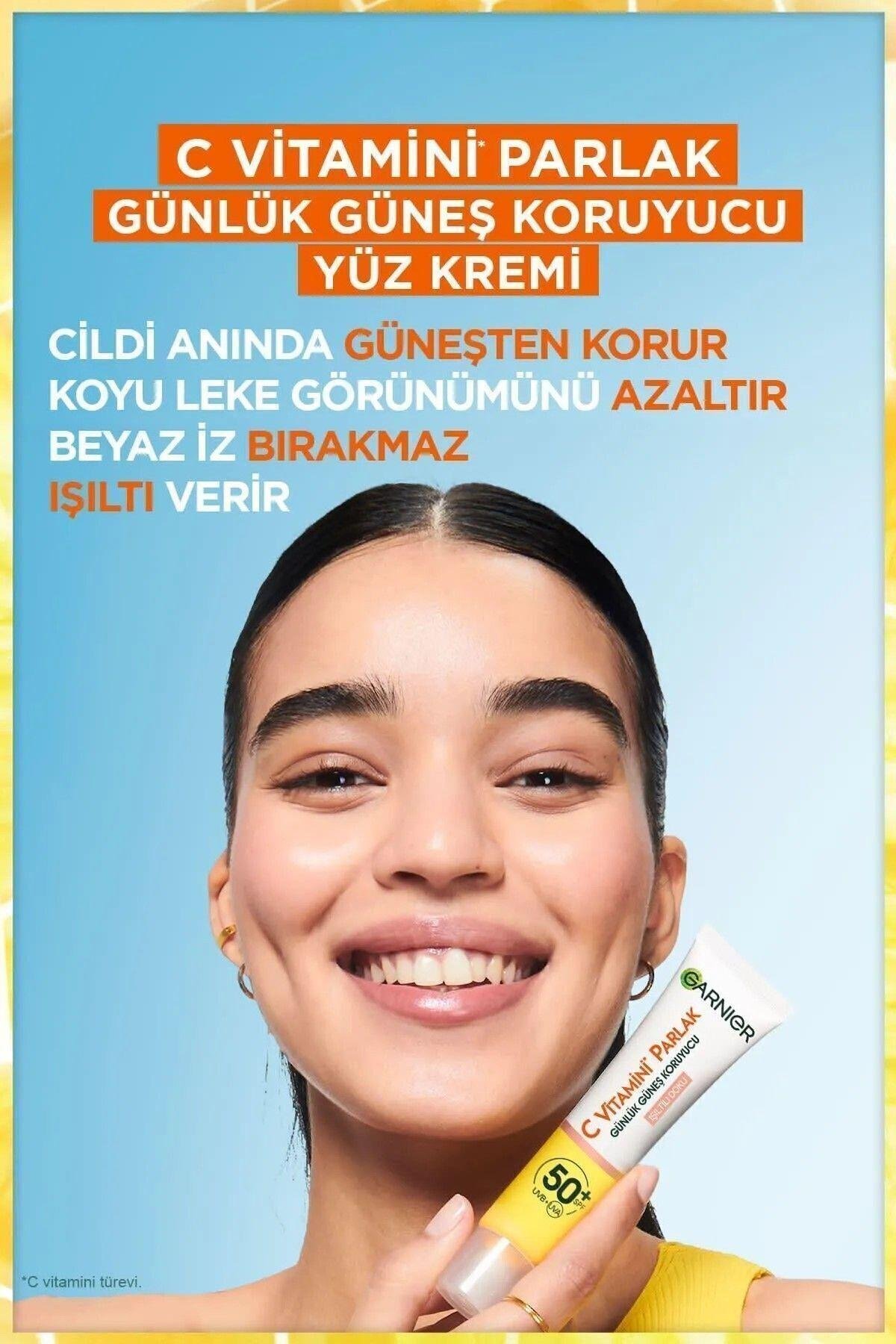 2'li Garnier C Vitamini Parlak Günlük Güneş Koruyucu Fluid Yüz Kremi SPF50+ 40ml