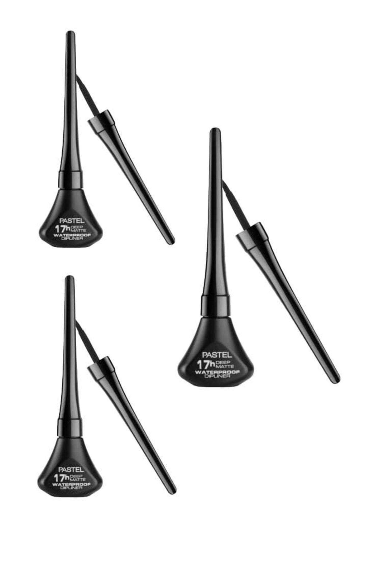3 Adet Suya Dayanıklı Siyah Waterproof Dipliner 17h Deep Matte Waterproff Dipliner 4,5 Ml