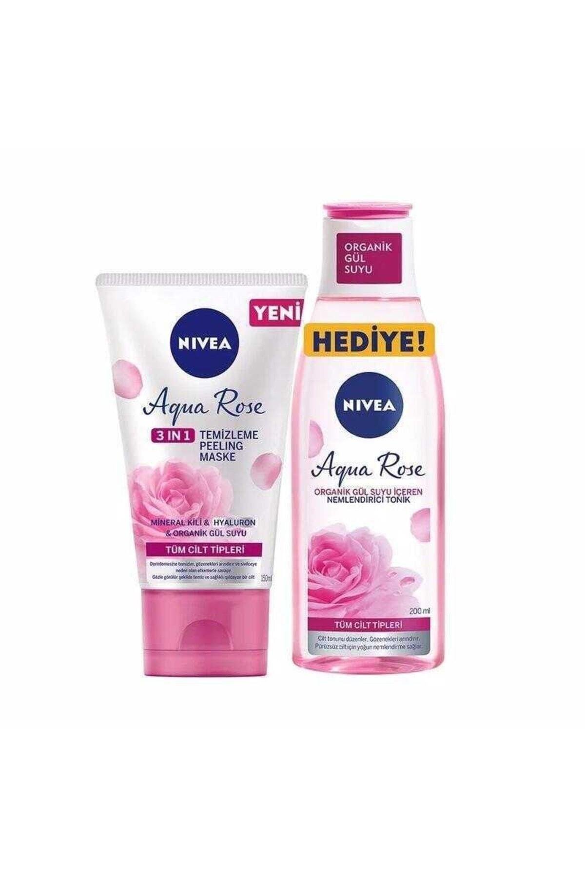 Aqua Rose 3'ü 1 Arada Peeling Maske 150ml + Aquarose Gülsuyu Nemlendirici Tonik 200ml