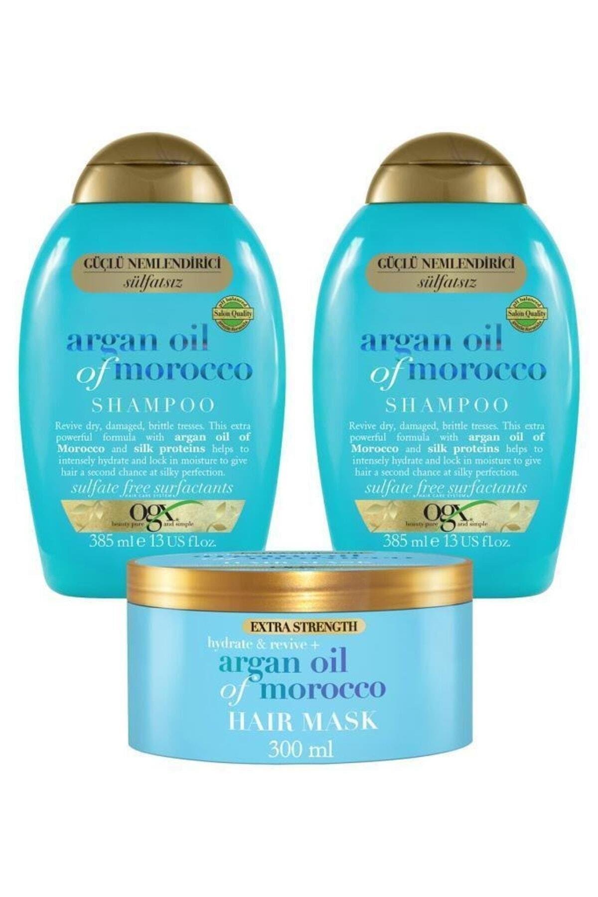 Argan bakım set Nemlendirici Argan Oil Of Morocco Şampuan X2 + Saç Maskesi--KOÇAK