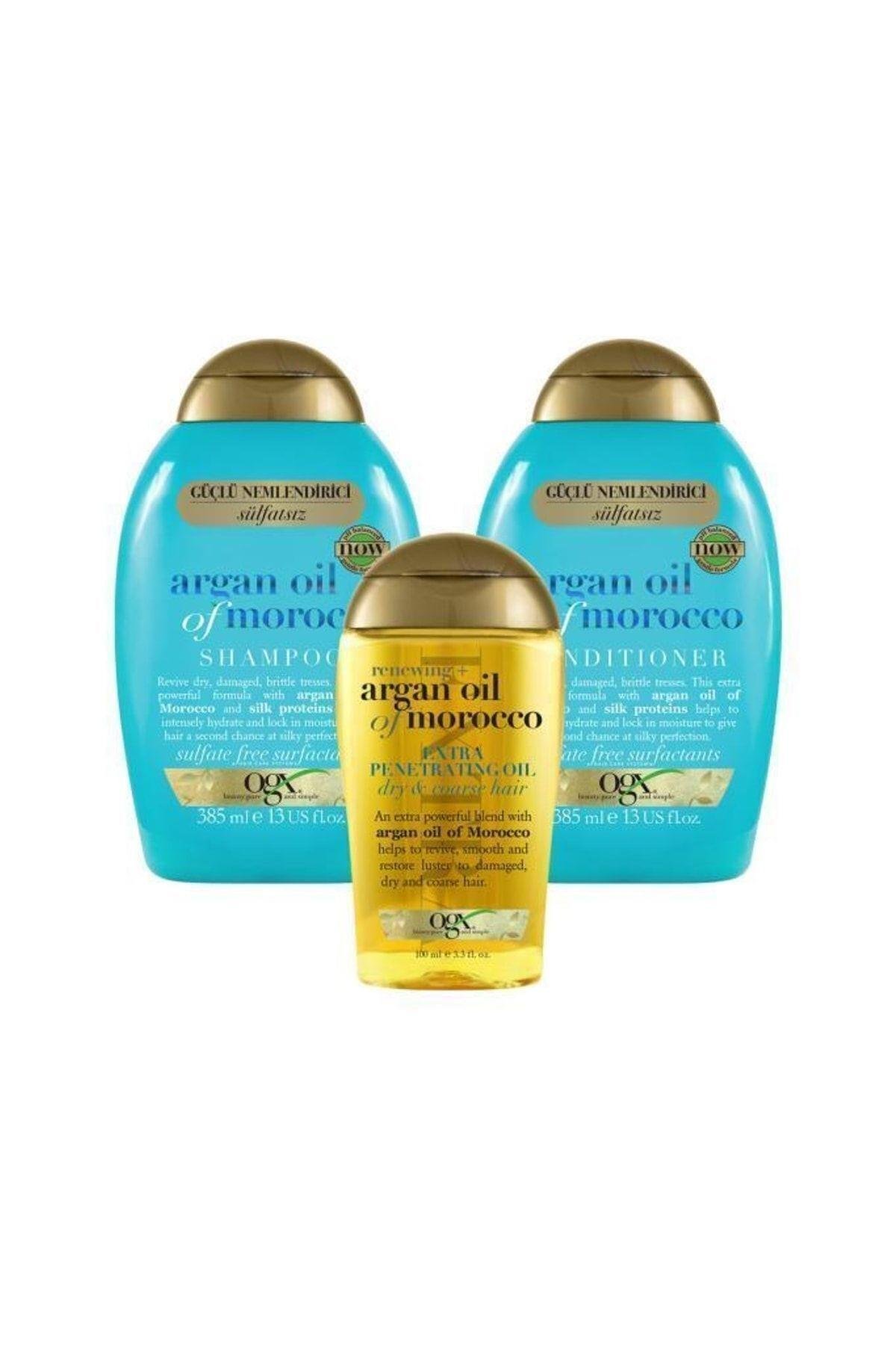 Argan Oil Of Morocco Sülfatsız Şampuan + Saç Bakım Kremi + Argan Oil Of Morocco Saç Bakım Yağı